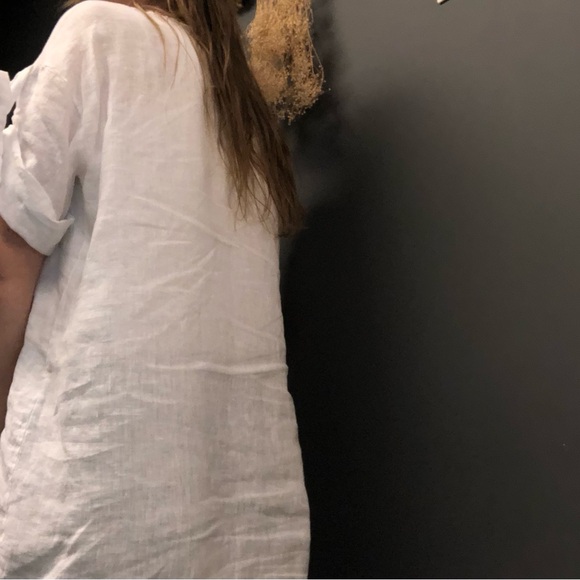 WHITE LINEN BUTTON UP SHIRT - Picture 10 of 11